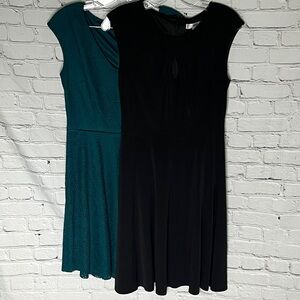 Chic Black and Teal Midi Dress Set